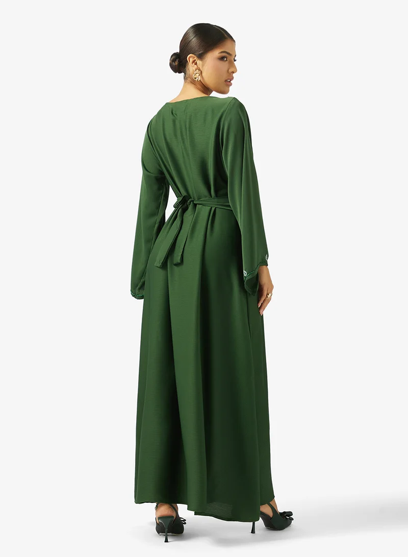 hayas closet  Embellished Belted Jalabiya for Women | Best Price UAE